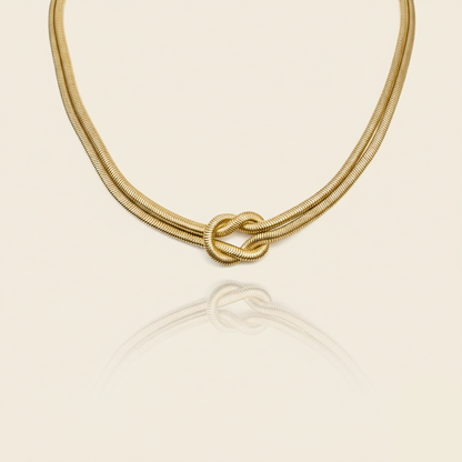 Aanura Gold Knot Statement Necklace – Stainless Steel