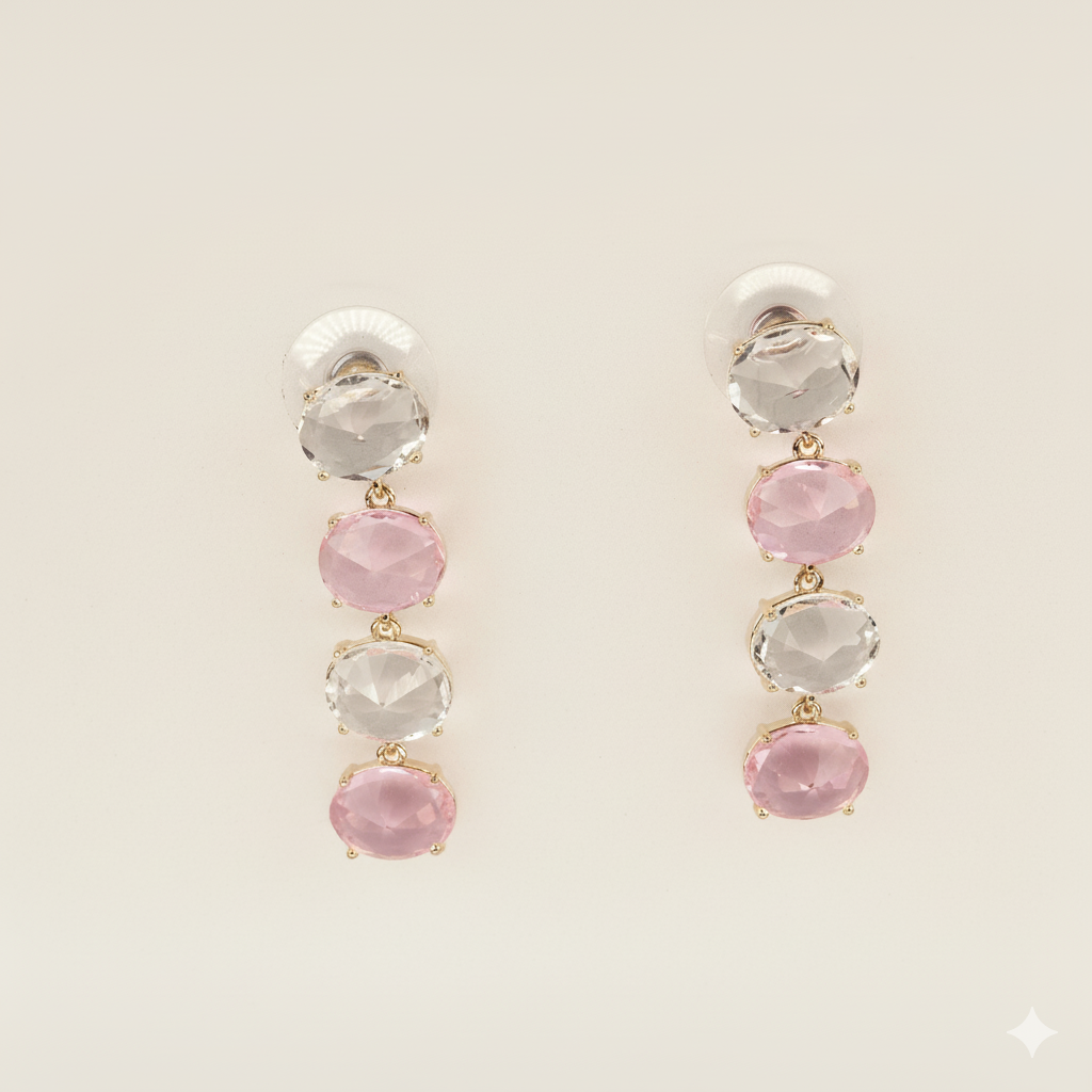 Aanura Aqua Blue & Clear Stone Drop Earrings