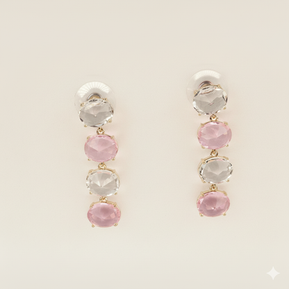 Aanura Aqua Blue & Clear Stone Drop Earrings