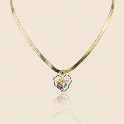 Aanura Gold Snake Chain Necklace with Heart Pendant