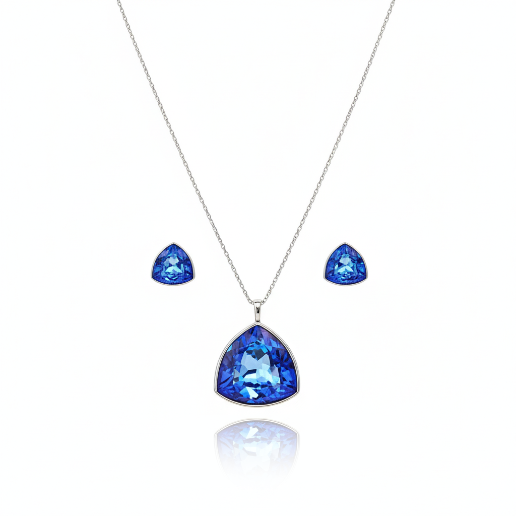 Aanura Green Crystal Necklace & Earrings Set