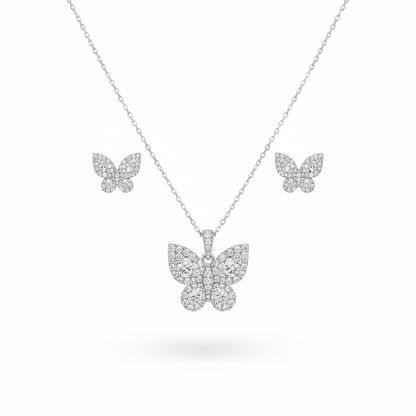 Aanura Crystal Butterfly Necklace & Earrings Set
