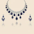 Aanura Yellow Teardrop Floral Necklace Set Stainless Steel