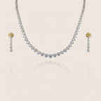 Aanura Classic Round Crystal Necklace Set Stainless Steel