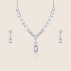 Aanura Emerald-Cut Diamond Necklace Set with Earrings