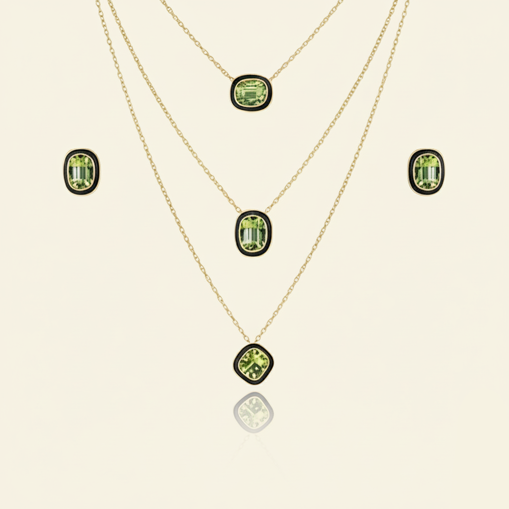 Aanura Layered Red Pendant Necklace Set