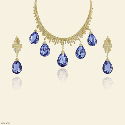 Aanura Orange Teardrop Crystal Necklace Set