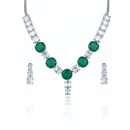 Aanura Pink Stone Diamond-Cut Necklace Set