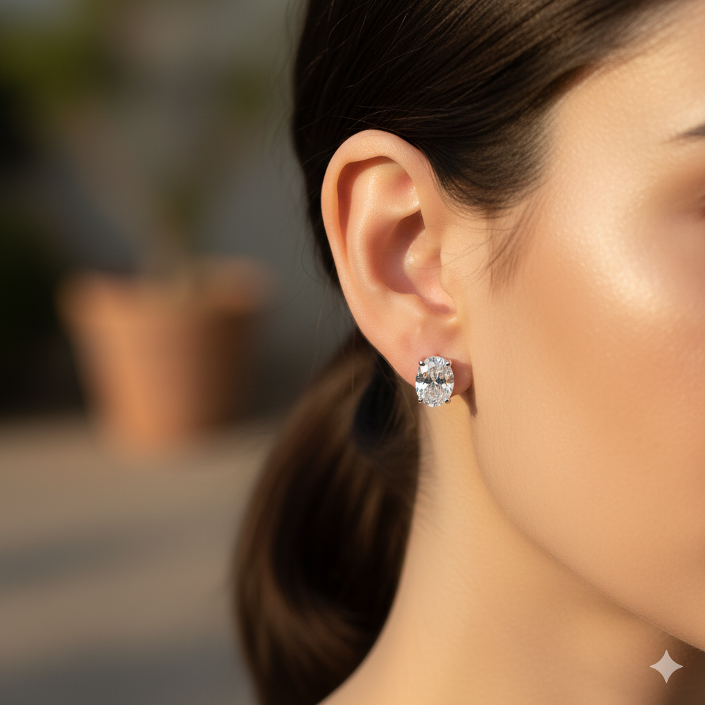 Aanura Square Princess-Cut Stud Earrings in 925 Silver