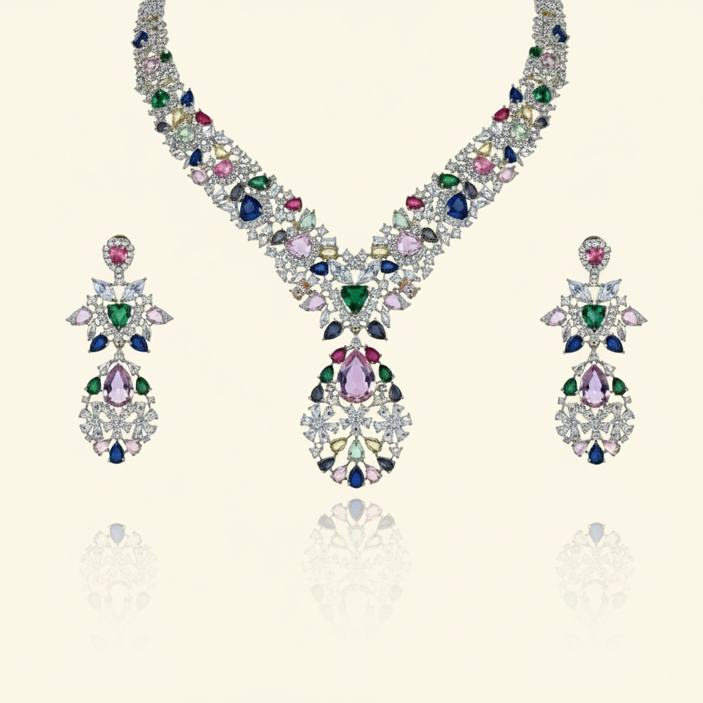 Aanura Multi-Gemstone Royal Necklace Set