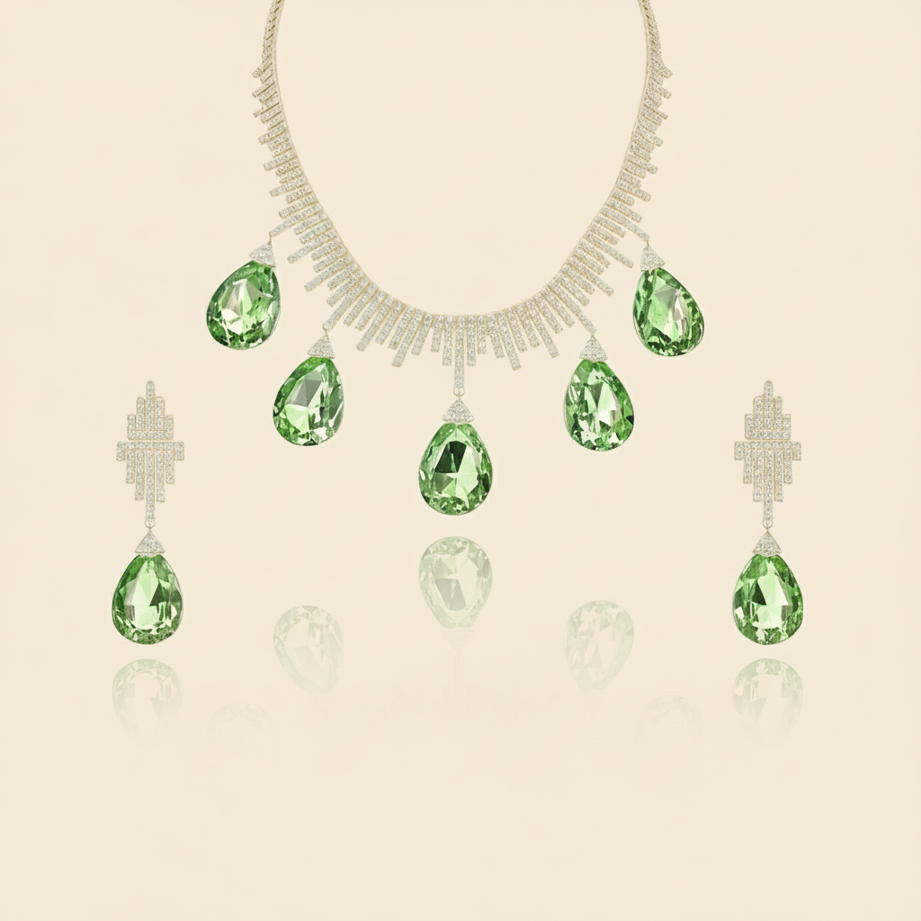 Aanura Orange Teardrop Crystal Necklace Set