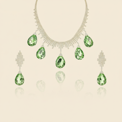 Aanura Orange Teardrop Crystal Necklace Set