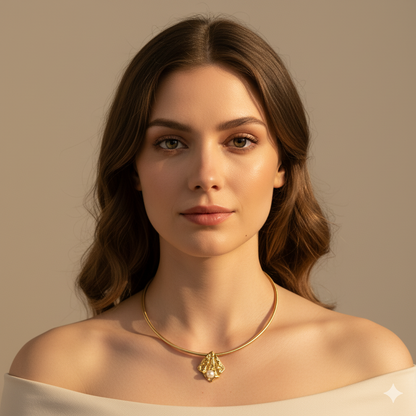 Aanura Gold Choker Necklace with Pearl Accent Charm
