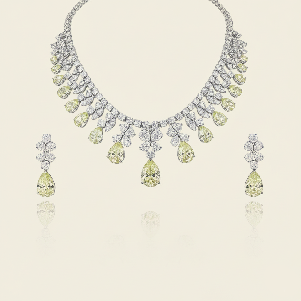 Aanura Ruby Teardrop Floral Necklace Set