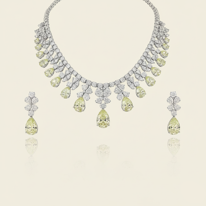 Aanura Ruby Teardrop Floral Necklace Set