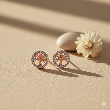 Aanura Tree of Life Stud Earrings in 18K Gold Plated 925 Silver