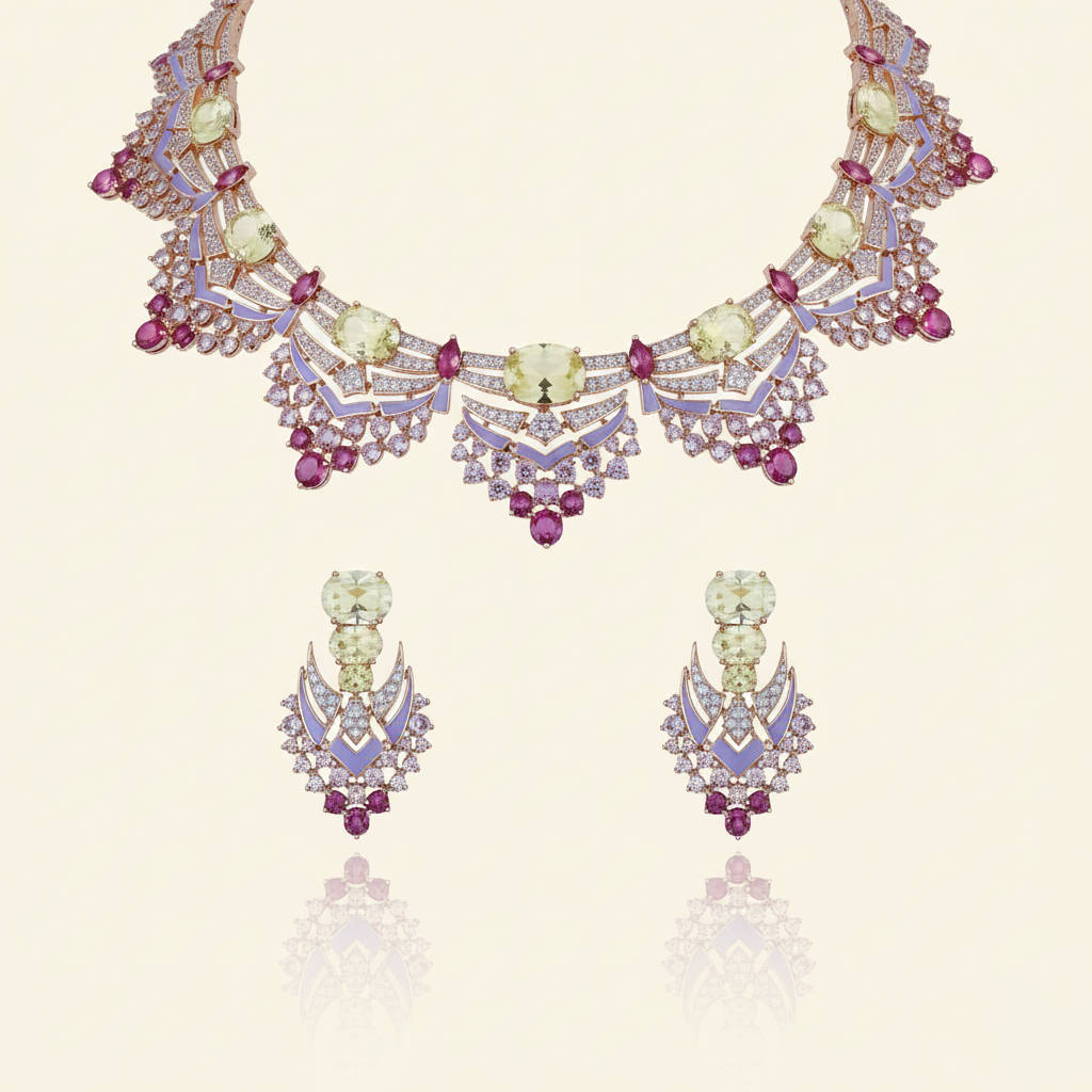 Aanura Yellow & Purple Statement Choker Necklace