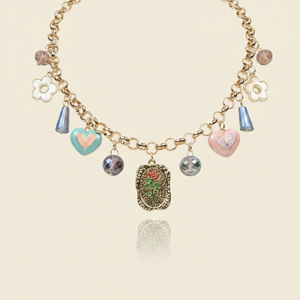 Aanura Colorful Gold Necklace with Stainless Steel