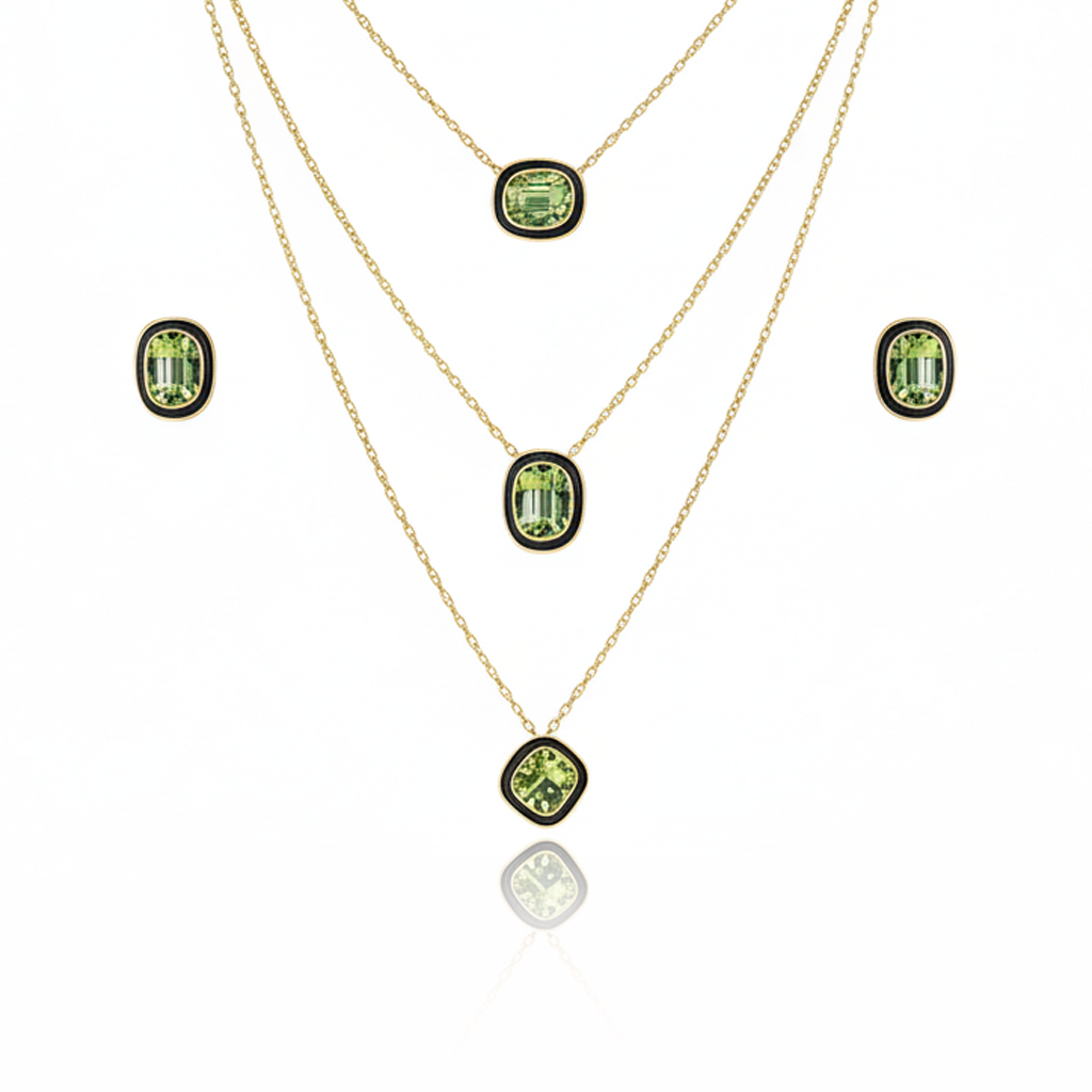 Aanura Layered Red Pendant Necklace Set