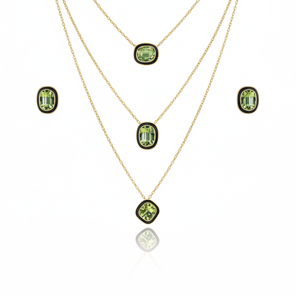 Aanura Layered Red Pendant Necklace Set