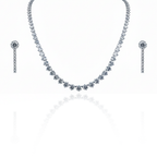 Aanura Classic Round Crystal Necklace Set Stainless Steel