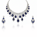 Aanura Yellow Teardrop Floral Necklace Set Stainless Steel