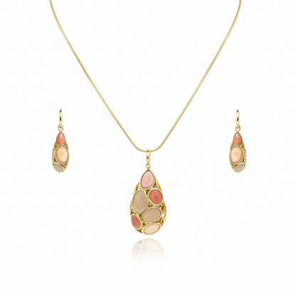Aanura Pink Lavender Teardrop Necklace & Earrings