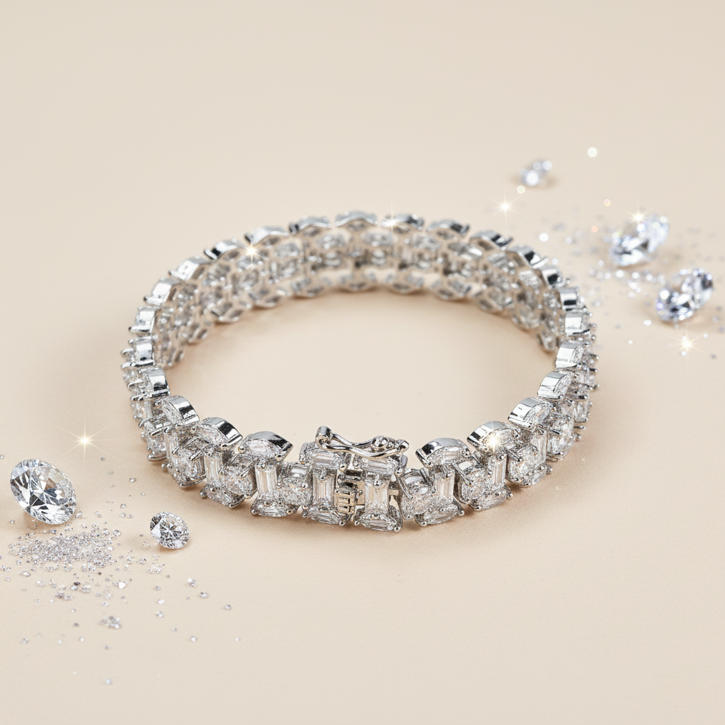 Aanura Radiant Diamond Silver Bracelet