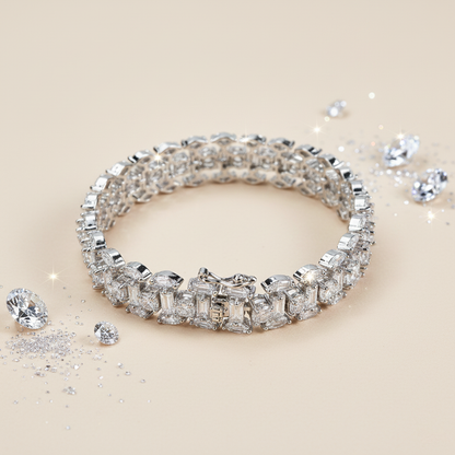 Aanura Radiant Diamond Silver Bracelet