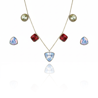 Aanura Multicolor Gemstone Necklace Set in Stainless Steel