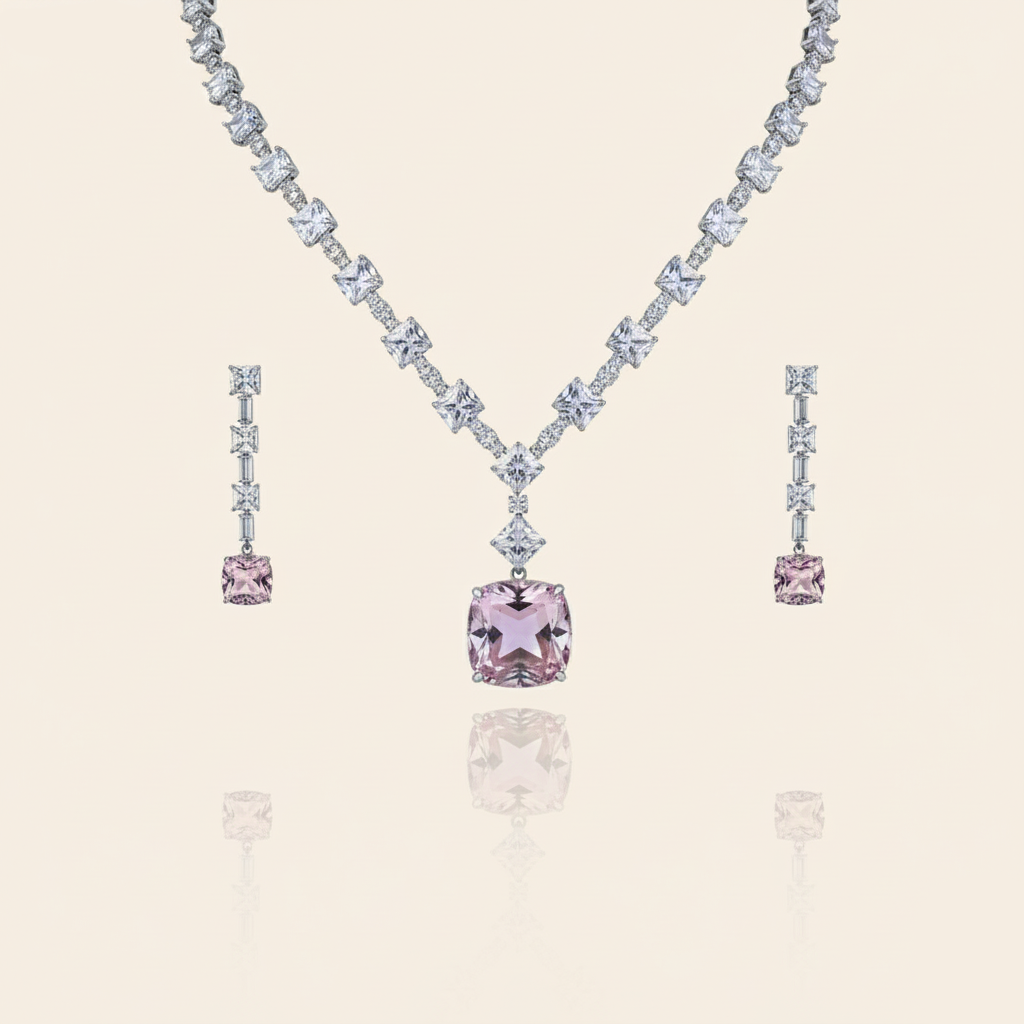 Aanura Royal Canary Yellow Diamond Necklace Set