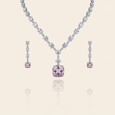 Aanura Royal Canary Yellow Diamond Necklace Set