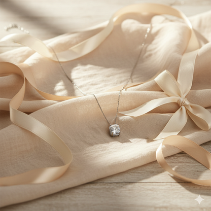 Aanura Solitaire Round Pendant Necklace in 925 Silver