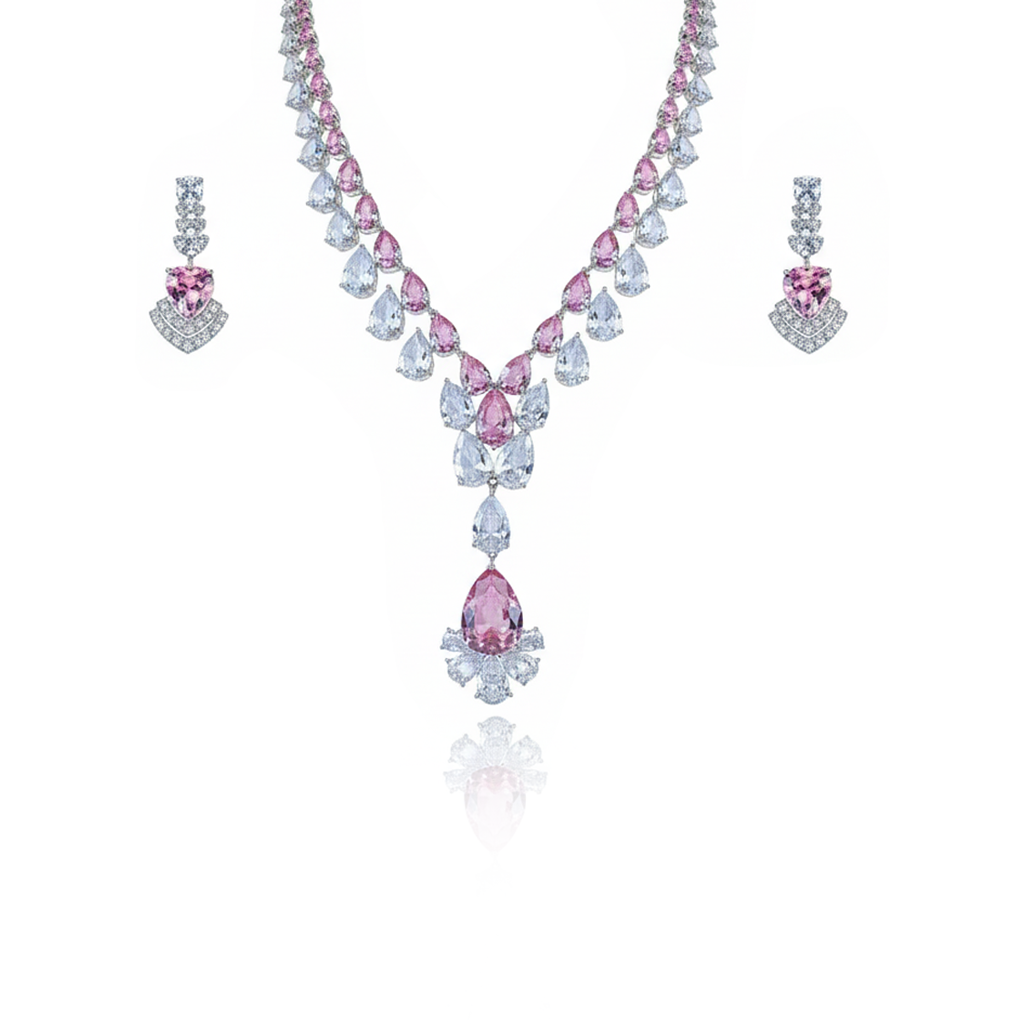 Aanura Majestic Yellow & White Drop Necklace Set