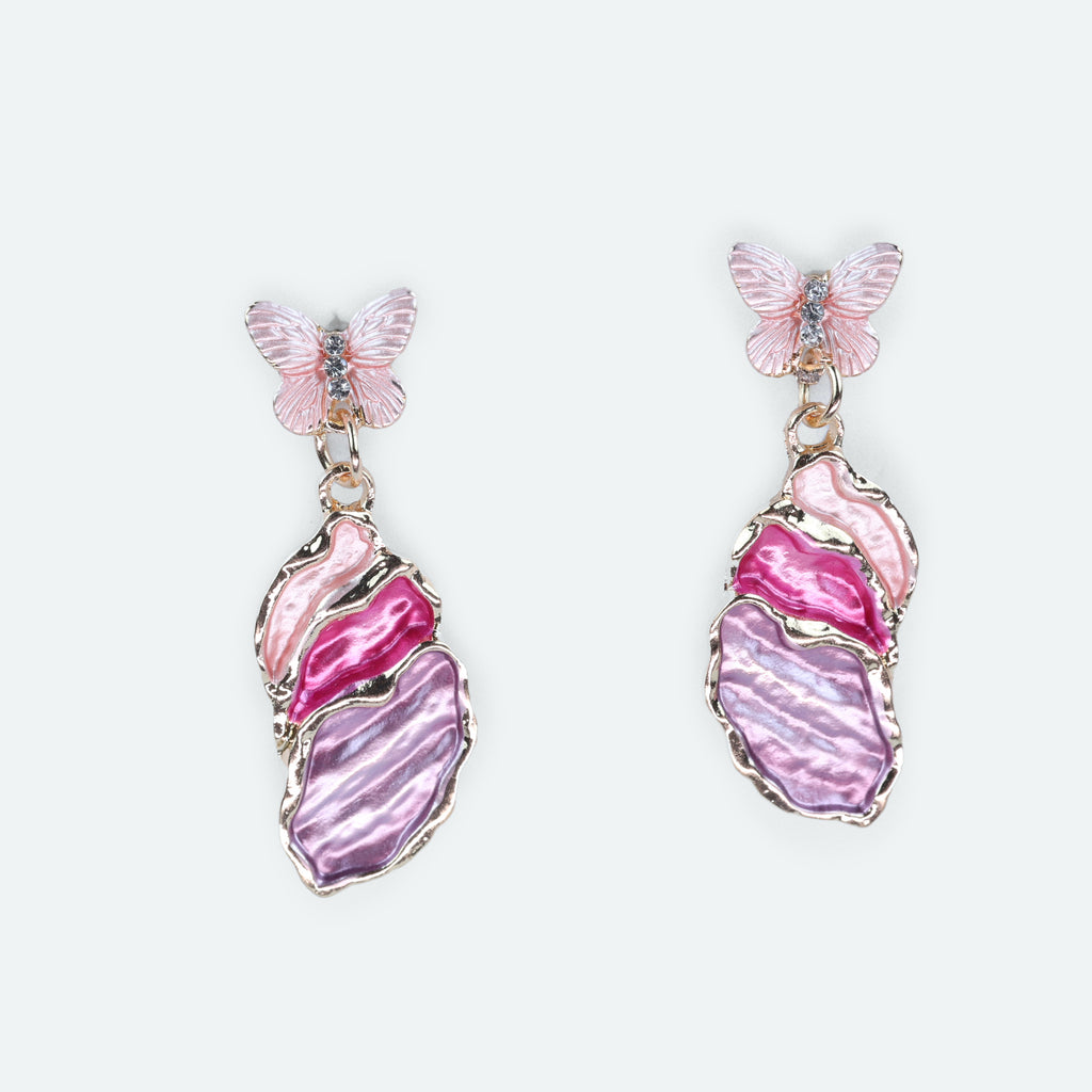 Aanura Green Butterfly Enamel Drop Earrings