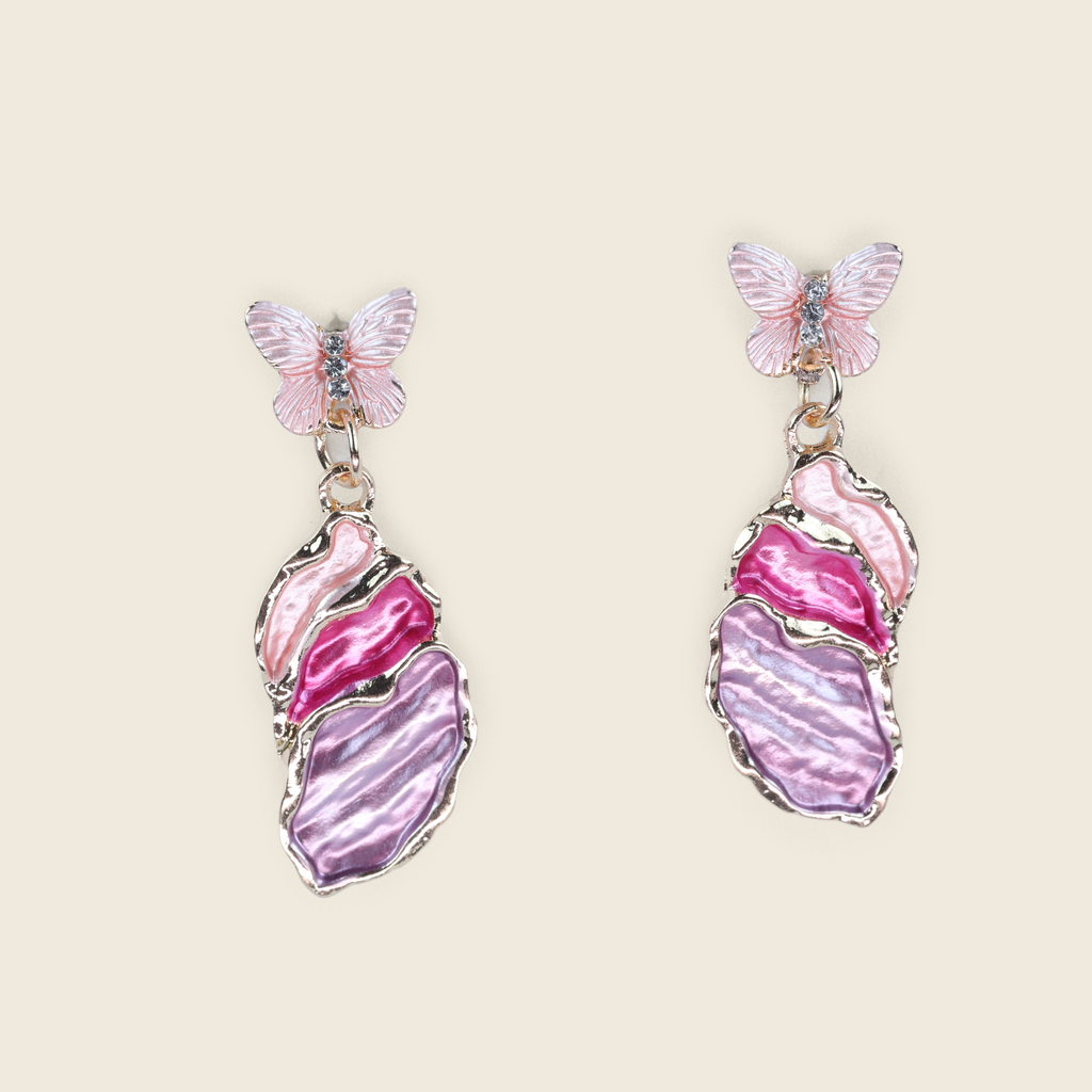 Aanura Green Butterfly Enamel Drop Earrings