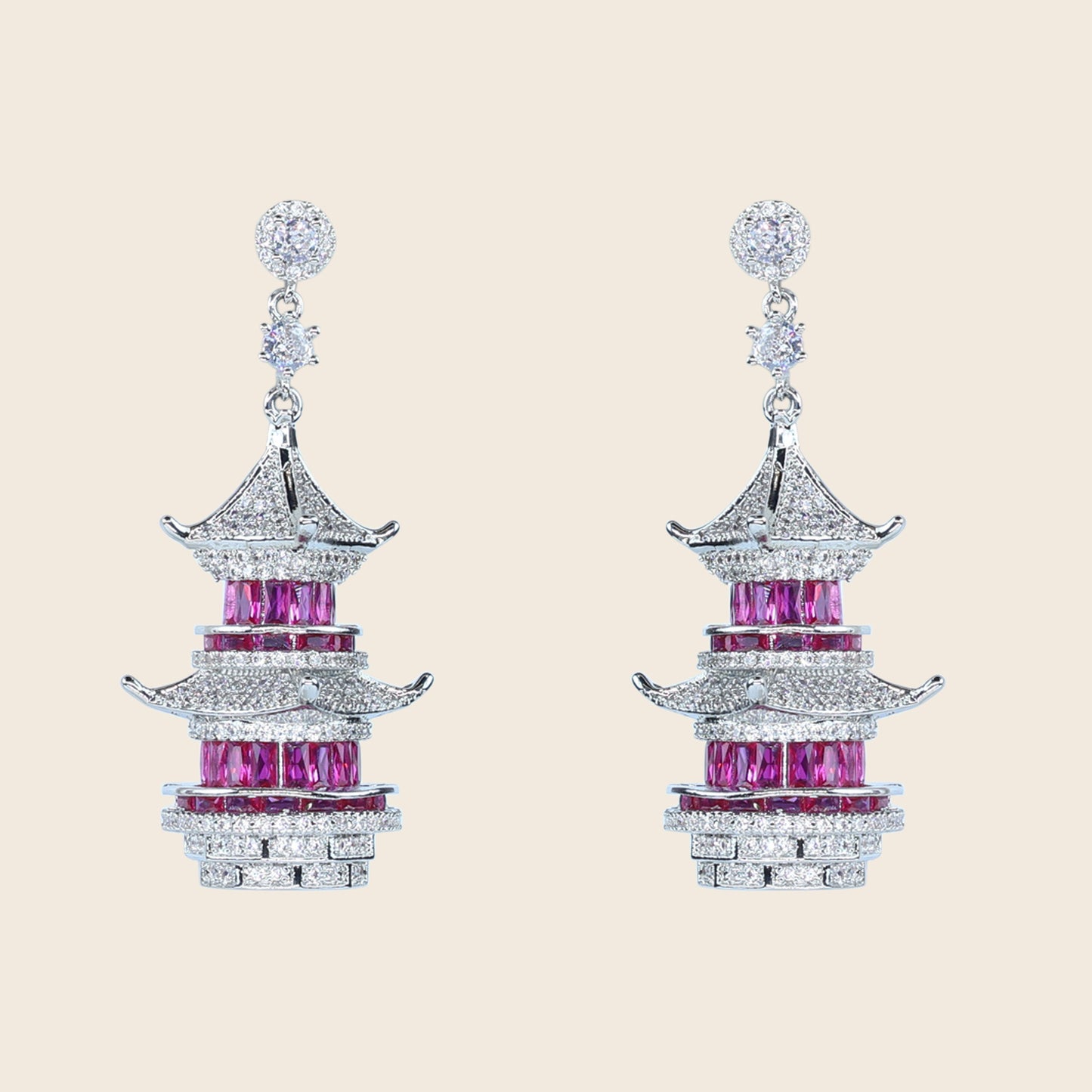 Aanura Ruby Pagoda-Inspired Statement Earrings