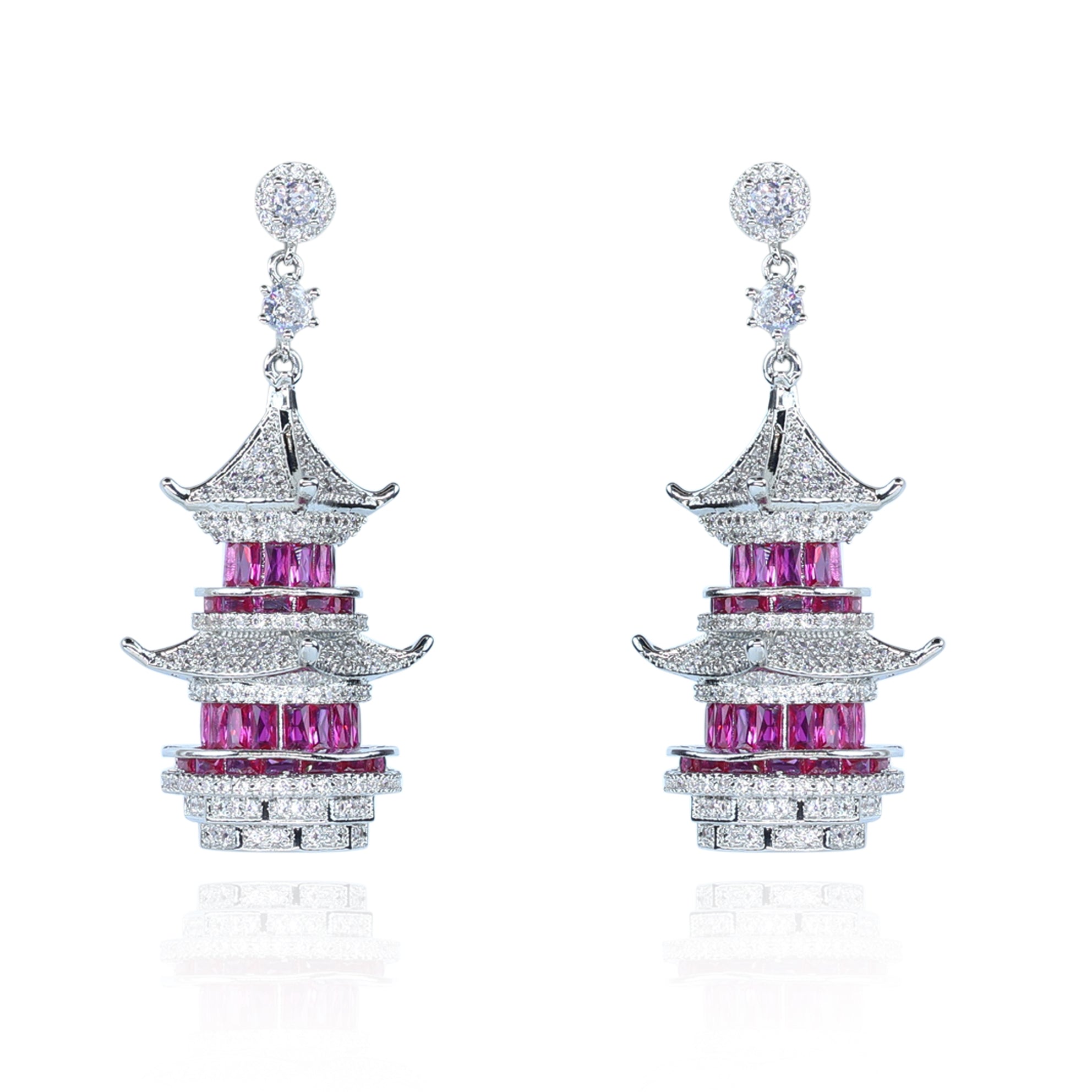 Aanura Ruby Pagoda-Inspired Statement Earrings