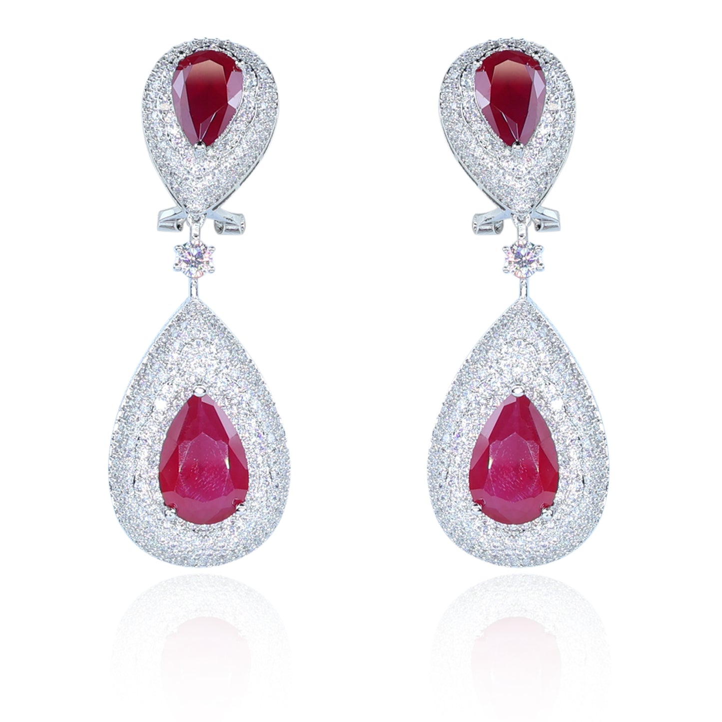 Aanura Ruby Teardrop Double Dangle Earrings