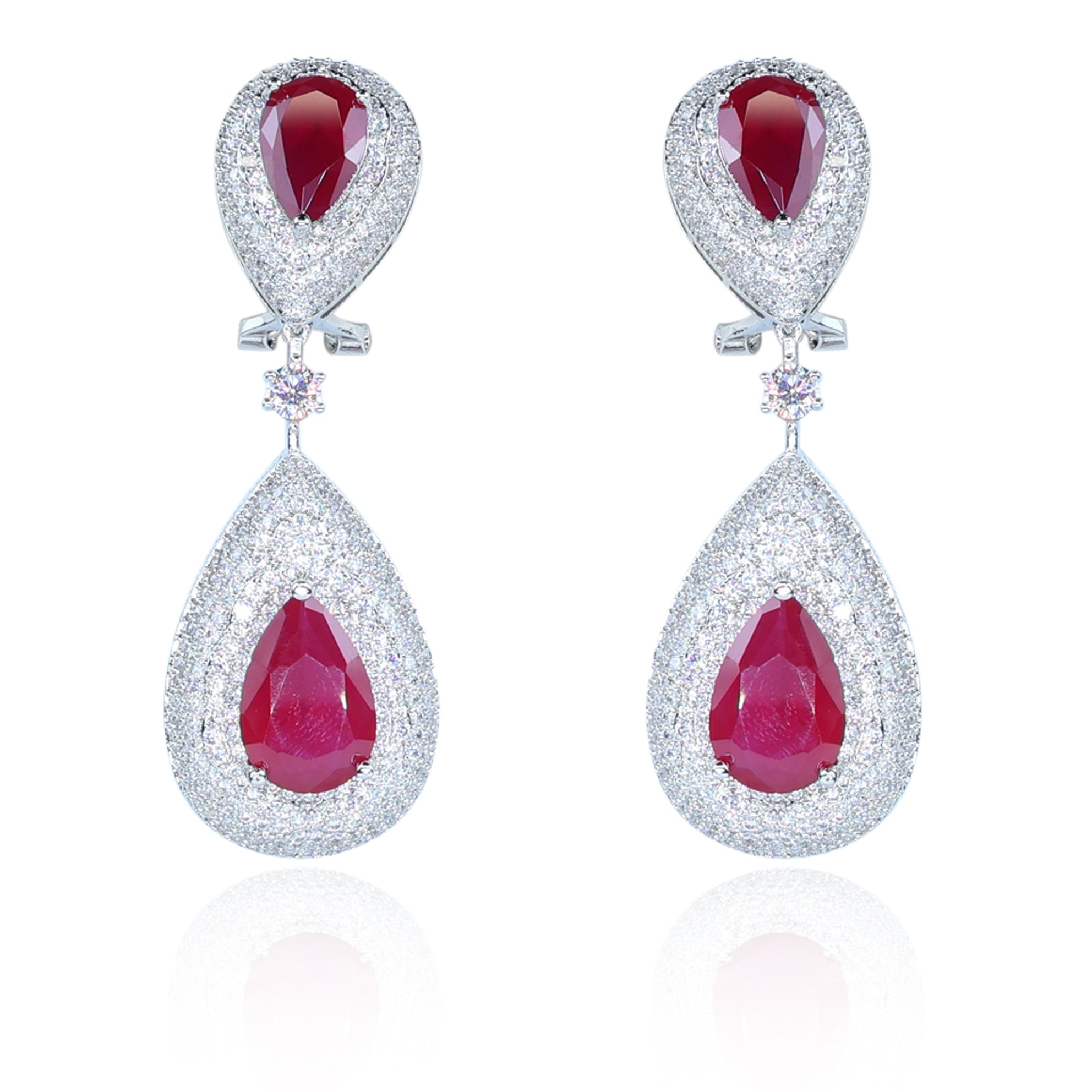 Aanura Ruby Teardrop Double Dangle Earrings