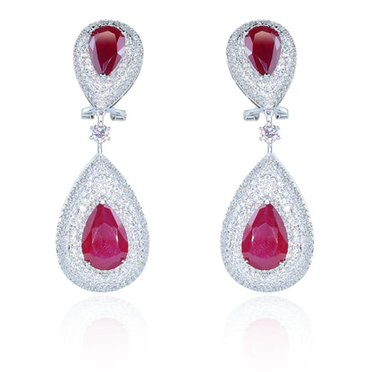Aanura Ruby Teardrop Double Dangle Earrings
