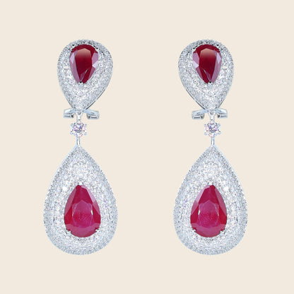 Aanura Ruby Teardrop Double Dangle Earrings