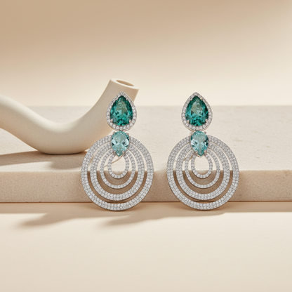 Aanura Emerald Teardrop Multi-Hoop Dangle Earrings