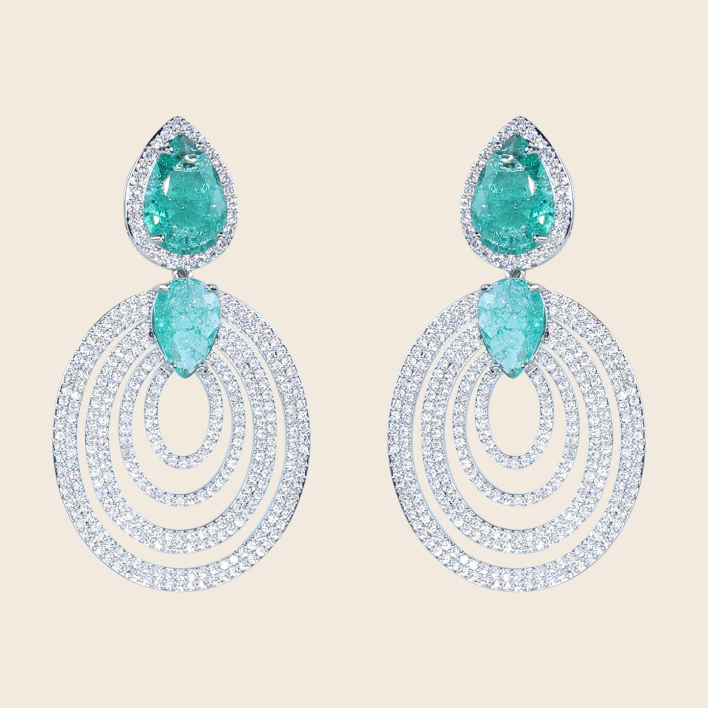 Aanura Emerald Teardrop Multi-Hoop Dangle Earrings