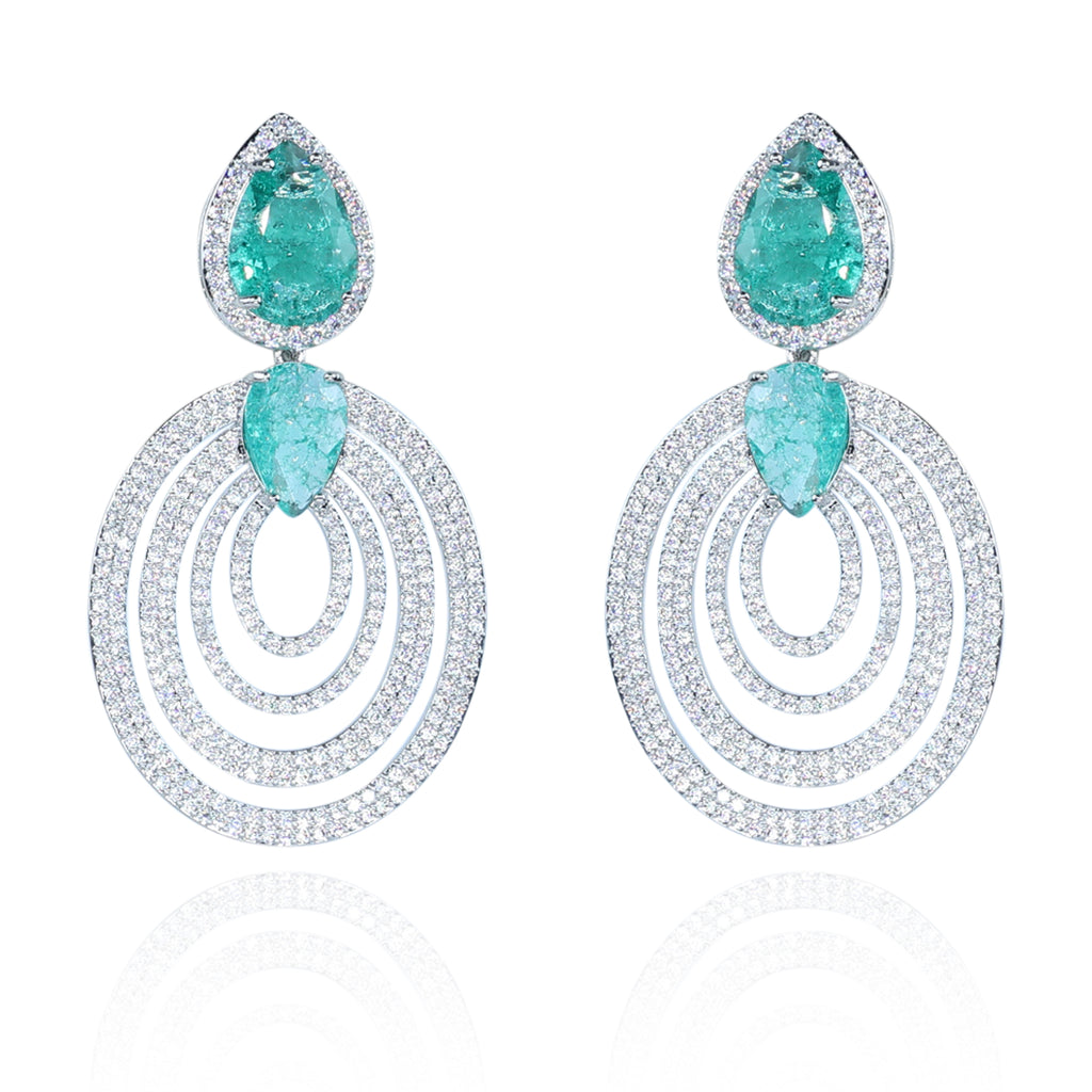 Aanura Emerald Teardrop Multi-Hoop Dangle Earrings