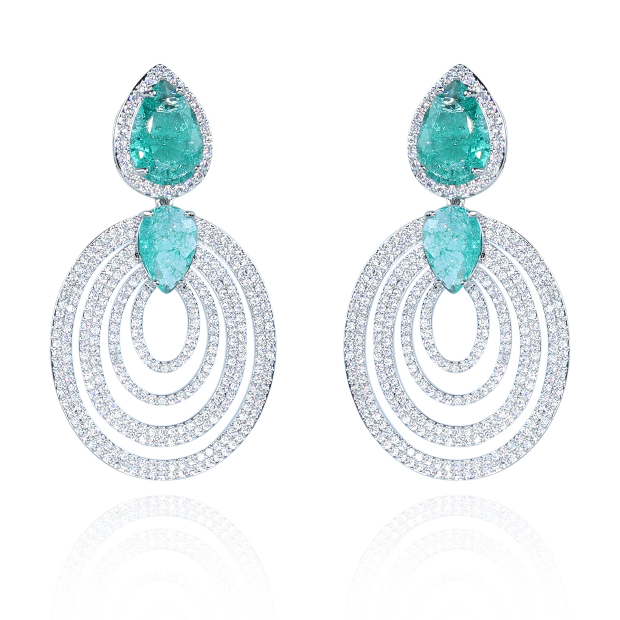 Aanura Emerald Teardrop Multi-Hoop Dangle Earrings