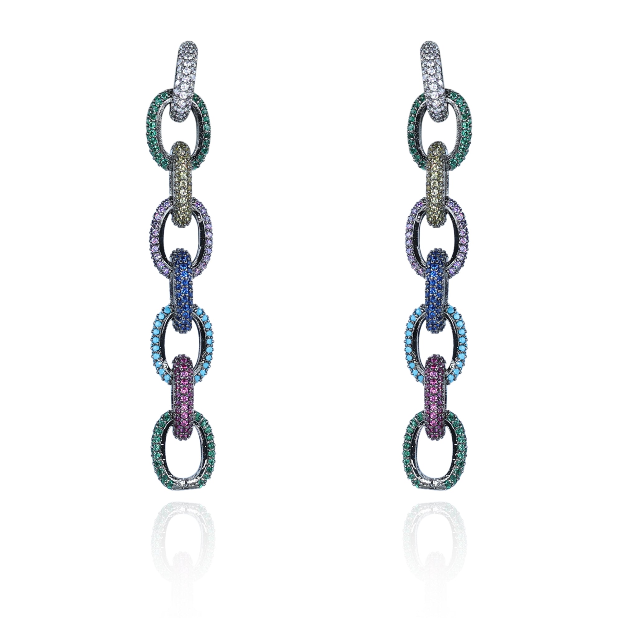 Aanura Royal Blue Oval Stud Earrings with CZ Halo
