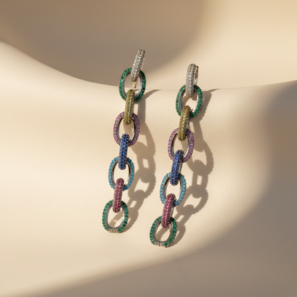 Aanura Royal Blue Oval Stud Earrings with CZ Halo