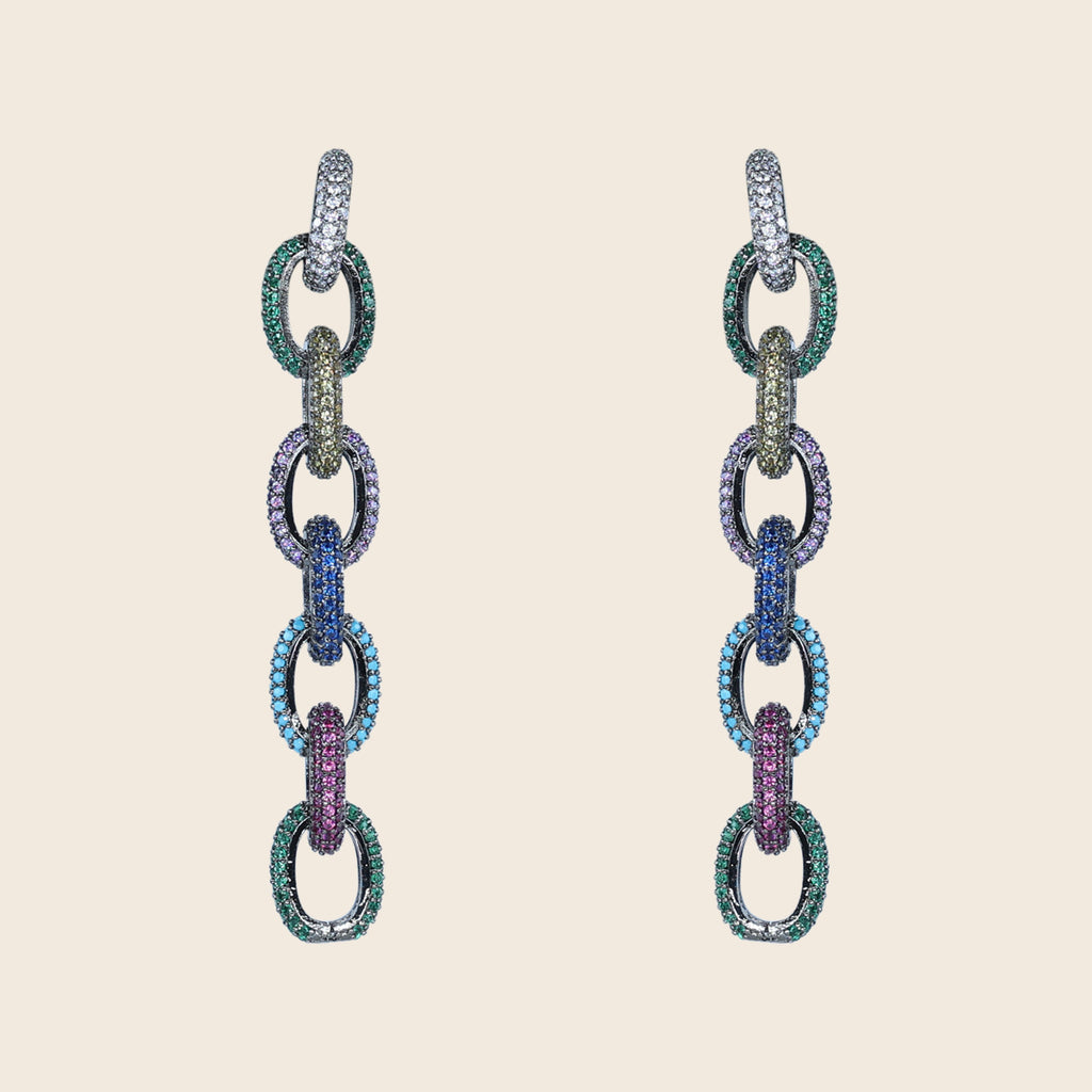 Aanura Royal Blue Oval Stud Earrings with CZ Halo