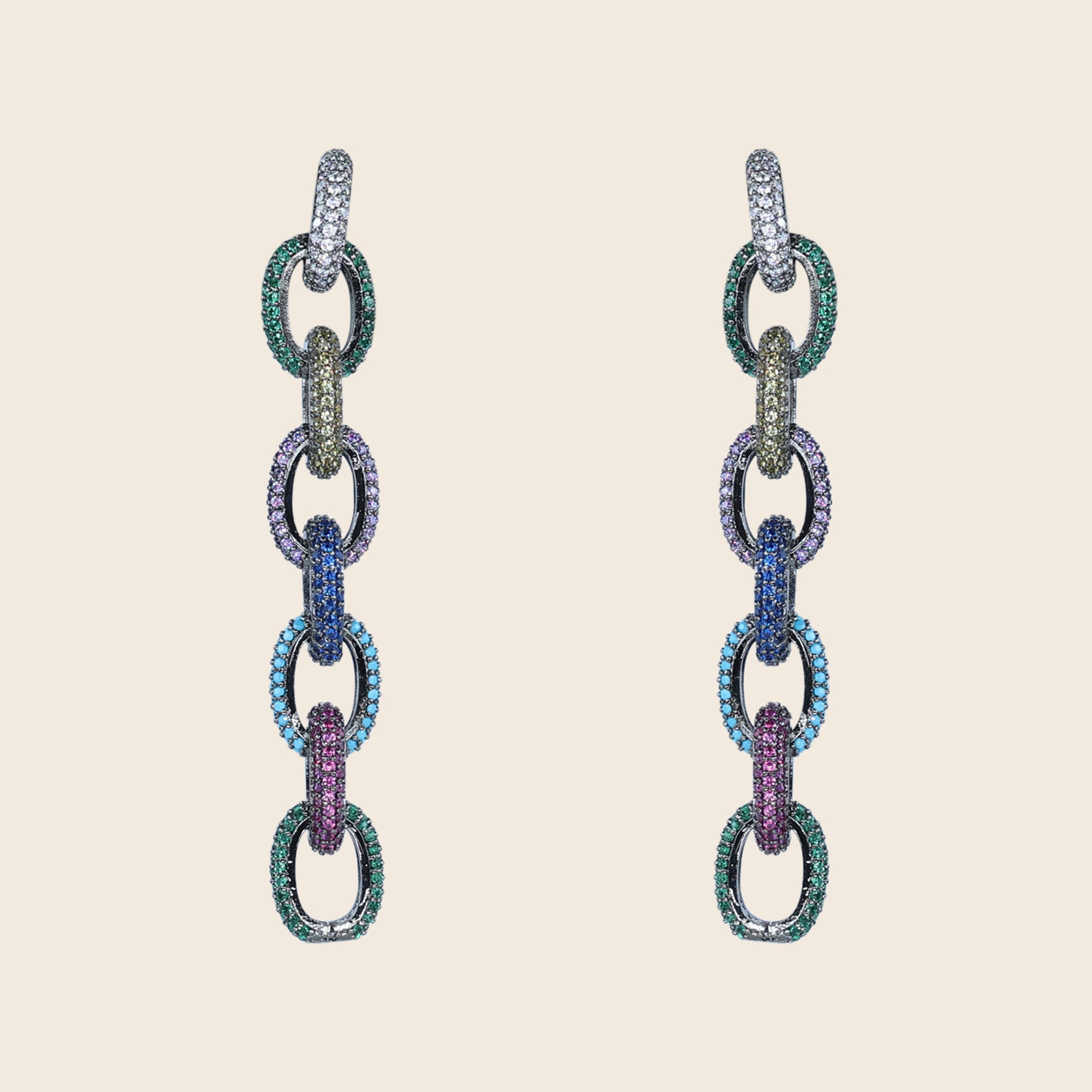 Aanura Royal Blue Oval Stud Earrings with CZ Halo